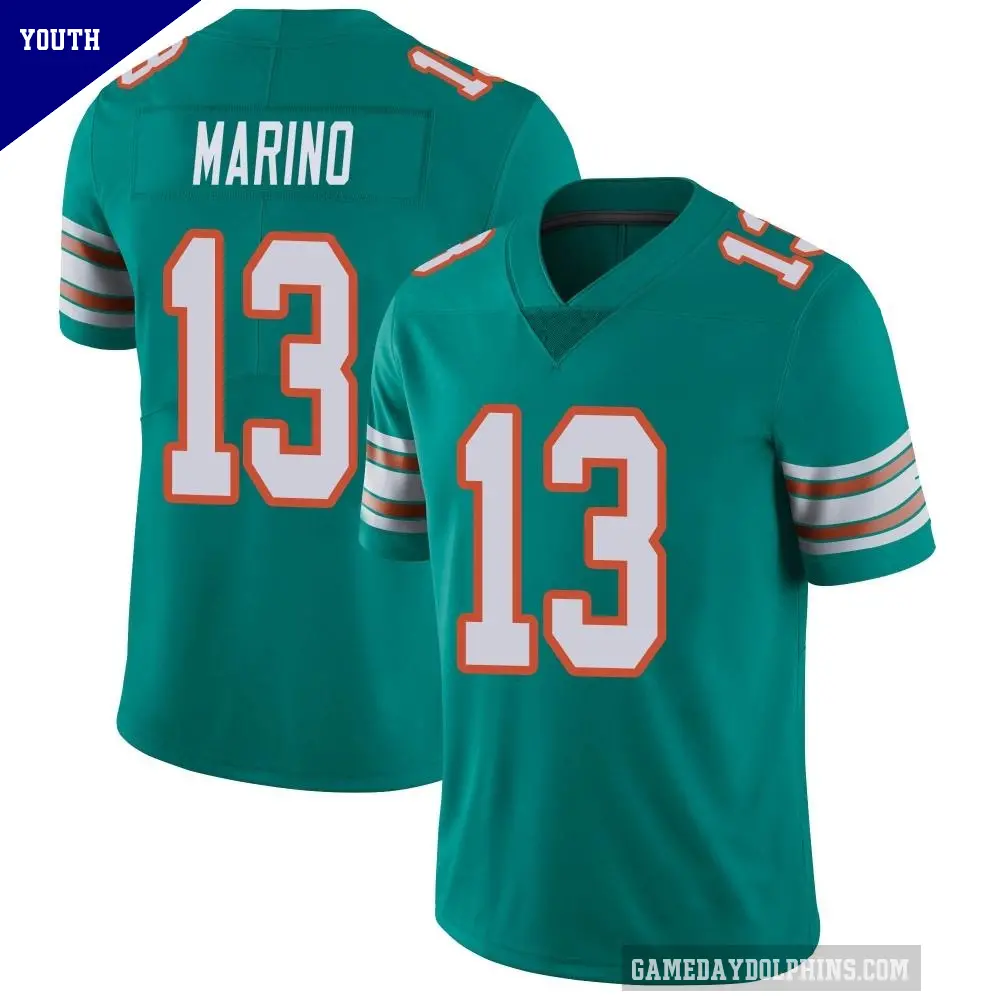 Youth Miami Dolphins ＃13 Dan Marino Aqua Limited Alternate Vapor Untouchable Jersey