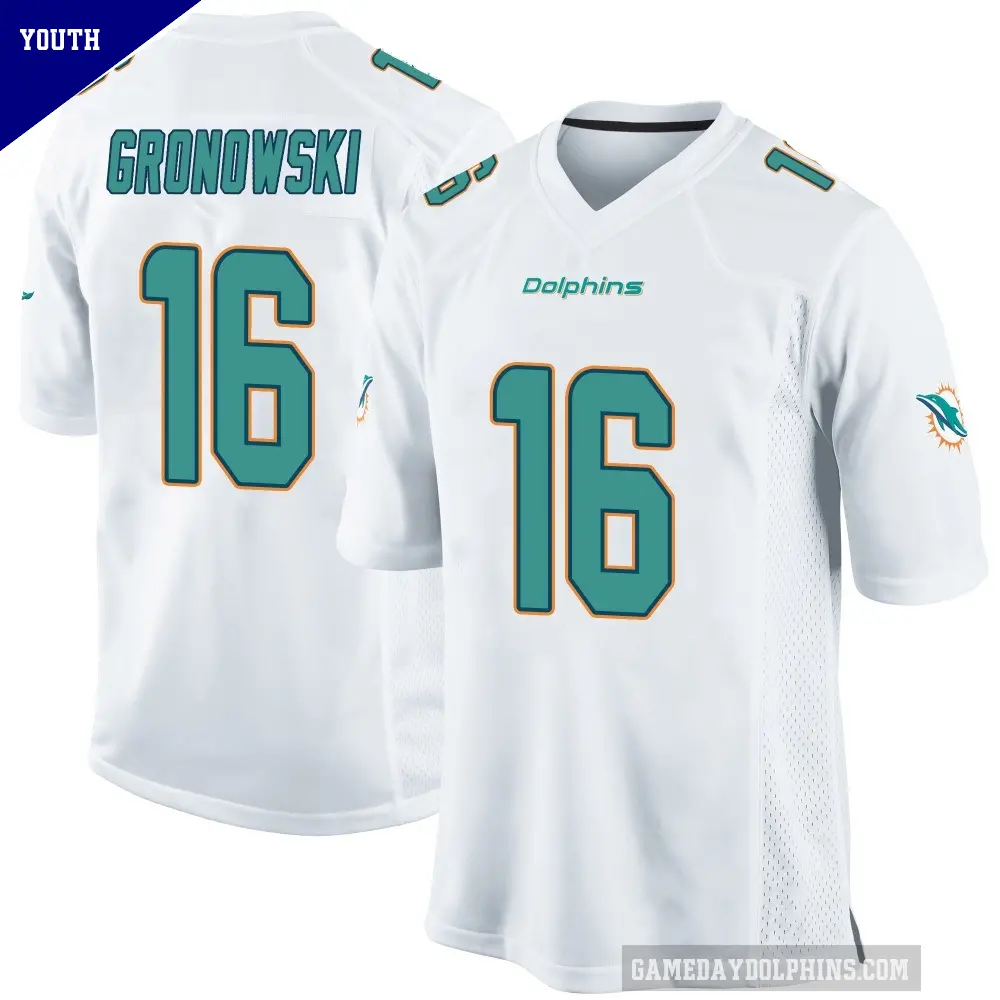 Youth Miami Dolphins ＃16 Mark Gronowski White Game Jersey