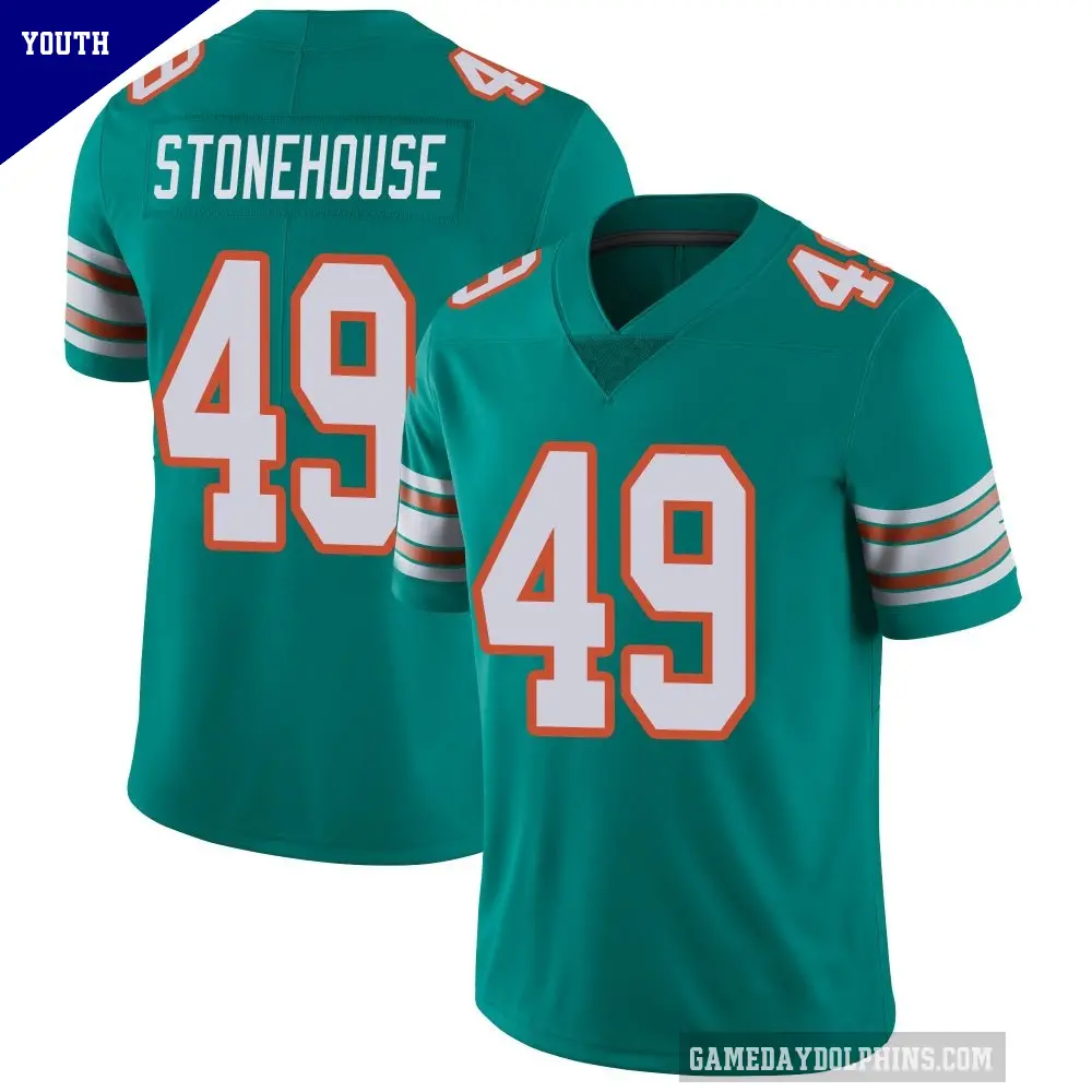 Youth Miami Dolphins ＃49 Ryan Stonehouse Aqua Limited Alternate Vapor Untouchable Jersey