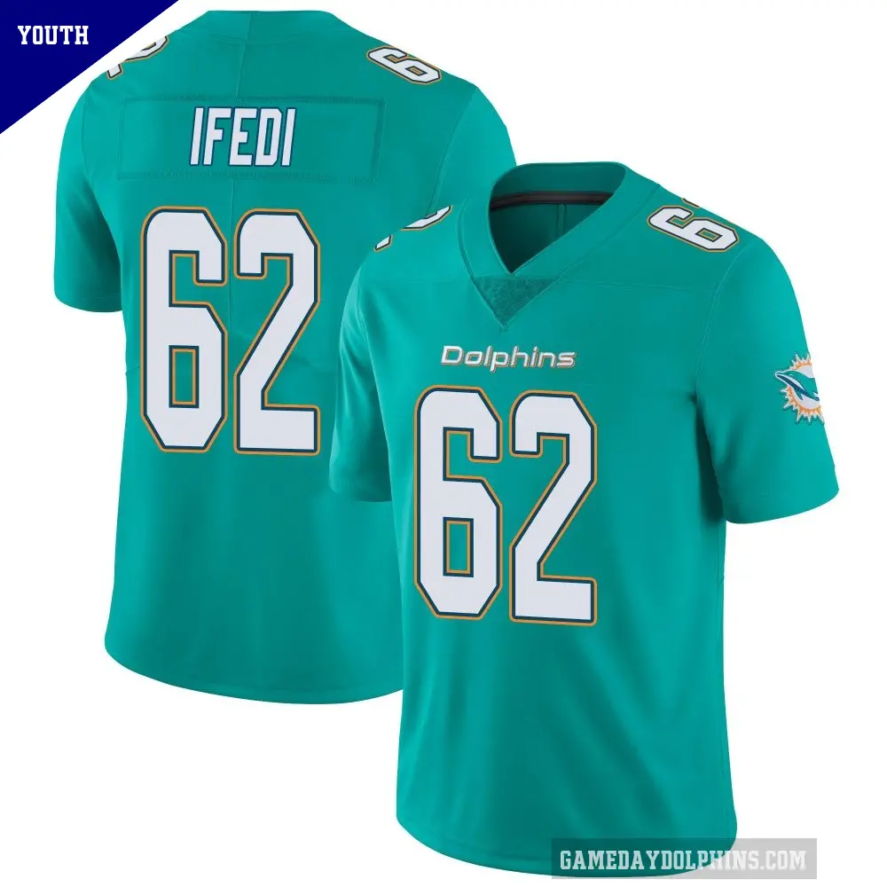 Youth Miami Dolphins ＃62 Germain Ifedi Aqua Limited Team Color Vapor Untouchable Jersey