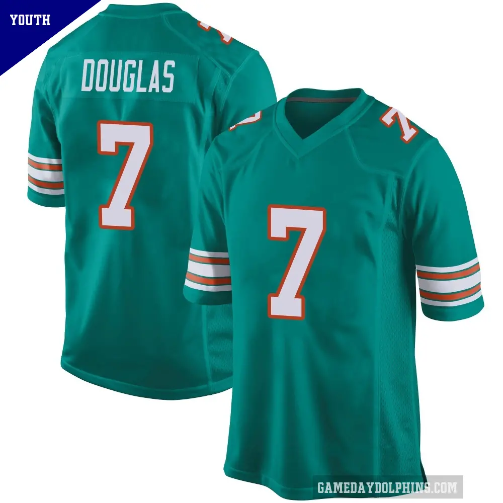 Youth Miami Dolphins ＃7 Caleb Douglas Aqua Game Alternate Jersey