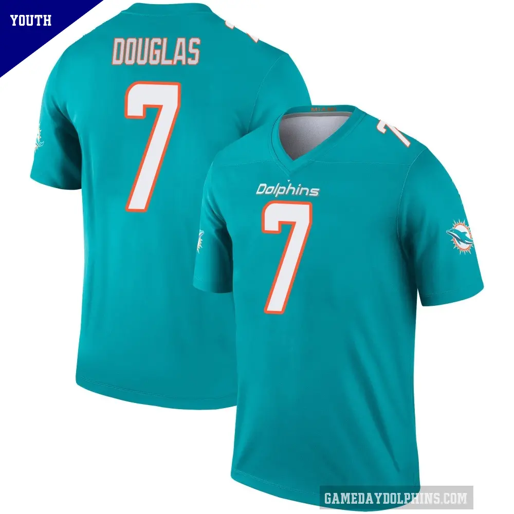 Youth Miami Dolphins ＃7 Caleb Douglas Aqua Legend Jersey