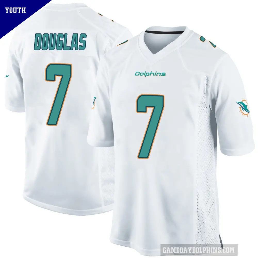 Youth Miami Dolphins ＃7 Caleb Douglas White Game Jersey