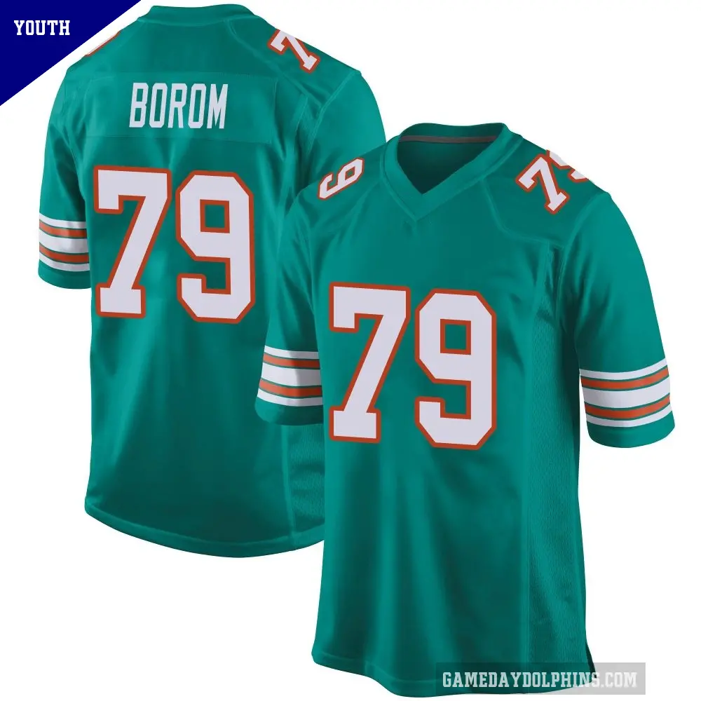 Youth Miami Dolphins ＃79 Larry Borom Aqua Game Alternate Jersey