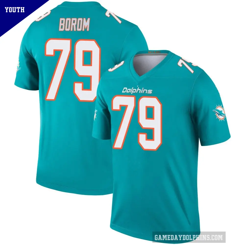 Youth Miami Dolphins ＃79 Larry Borom Aqua Legend Jersey