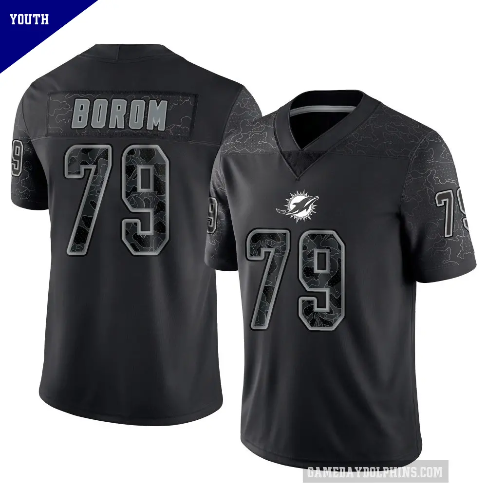 Youth Miami Dolphins ＃79 Larry Borom Black Limited Reflective Jersey