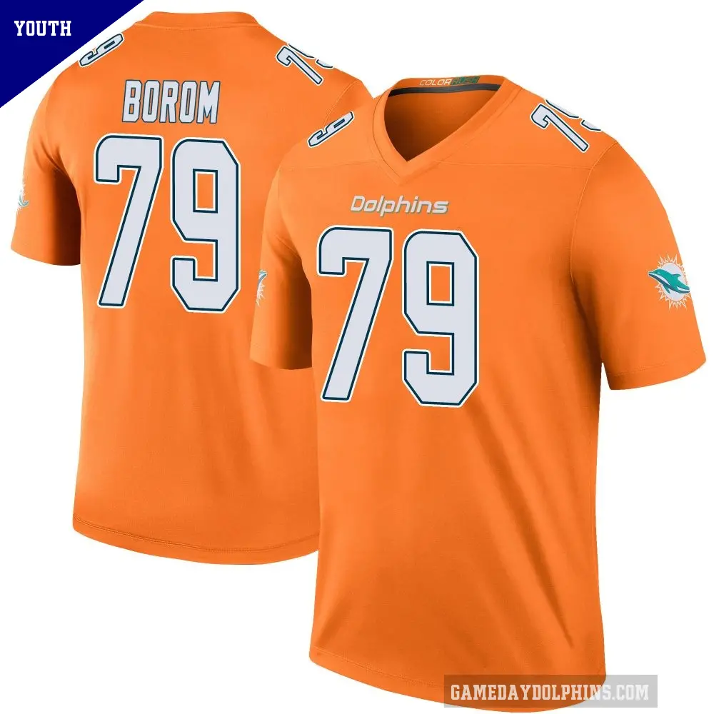 Youth Miami Dolphins ＃79 Larry Borom Orange Legend Color Rush Jersey