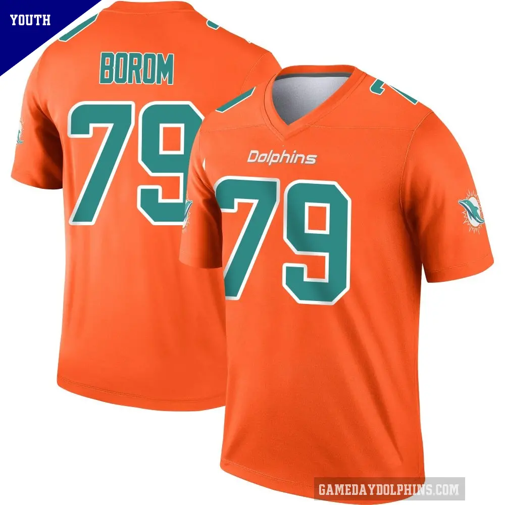 Youth Miami Dolphins ＃79 Larry Borom Orange Legend Inverted Jersey