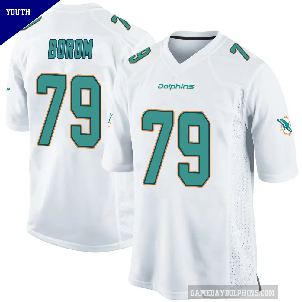 Youth Miami Dolphins ＃79 Larry Borom White Game Jersey
