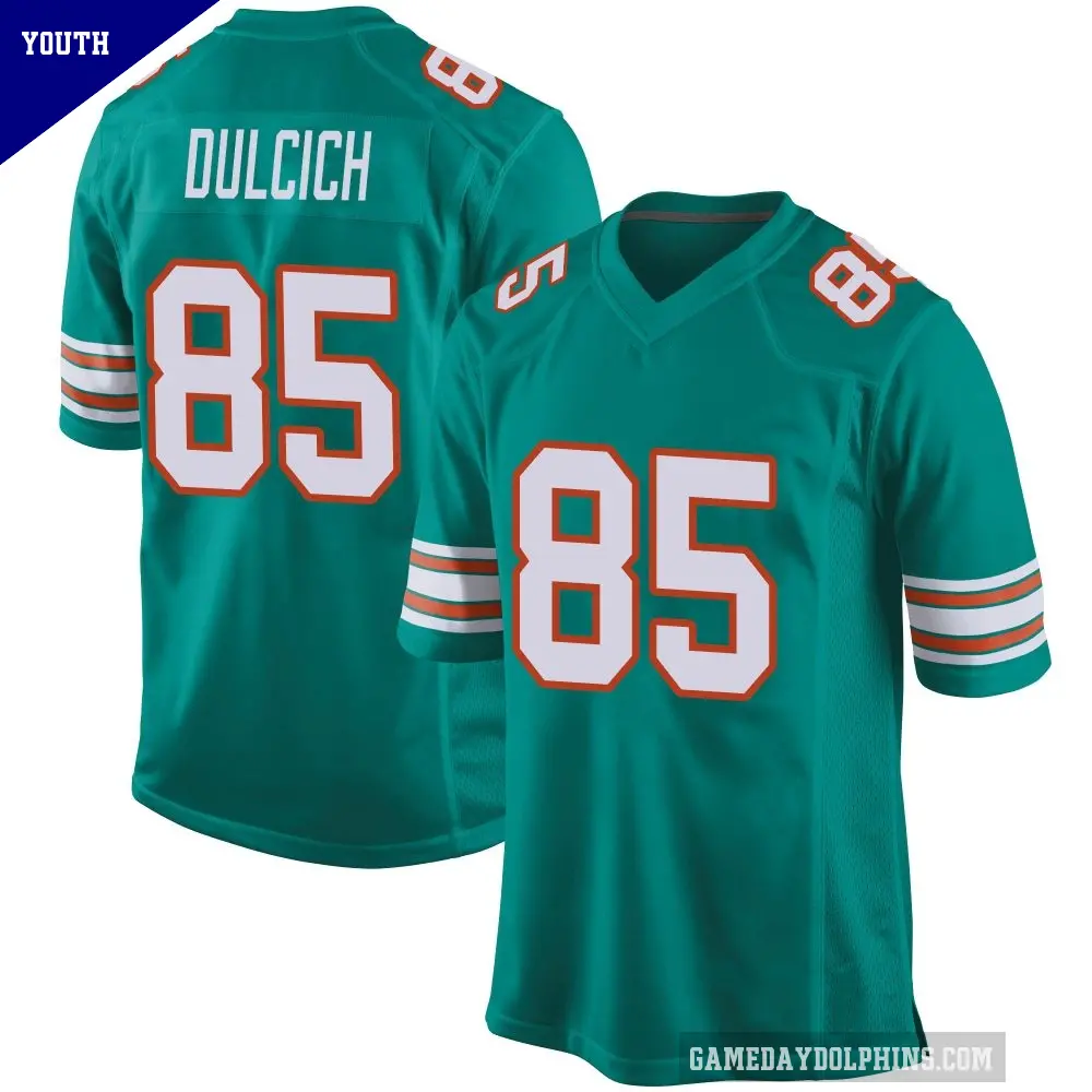 Youth Miami Dolphins ＃85 Greg Dulcich Aqua Game Alternate Jersey