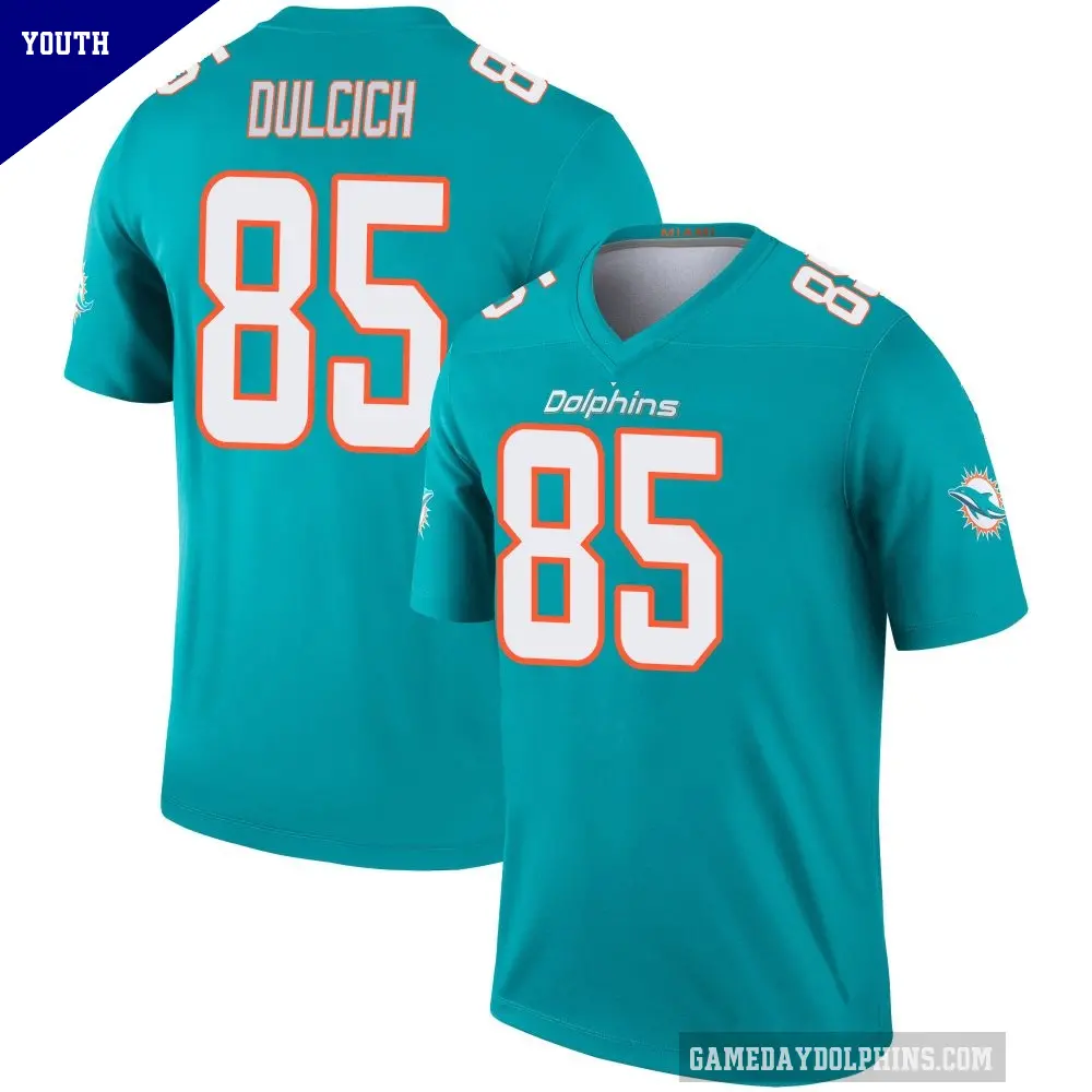 Youth Miami Dolphins ＃85 Greg Dulcich Aqua Legend Jersey