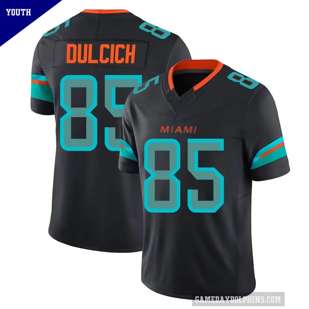 Youth Miami Dolphins ＃85 Greg Dulcich Blue Limited Pitch 2025 Rivalries Collection Jersey
