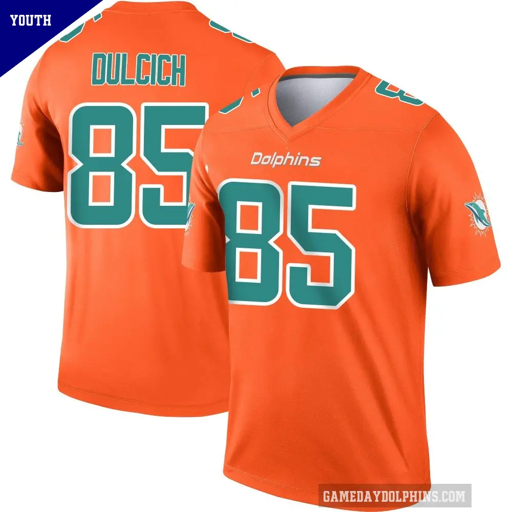Youth Miami Dolphins ＃85 Greg Dulcich Orange Legend Inverted Jersey