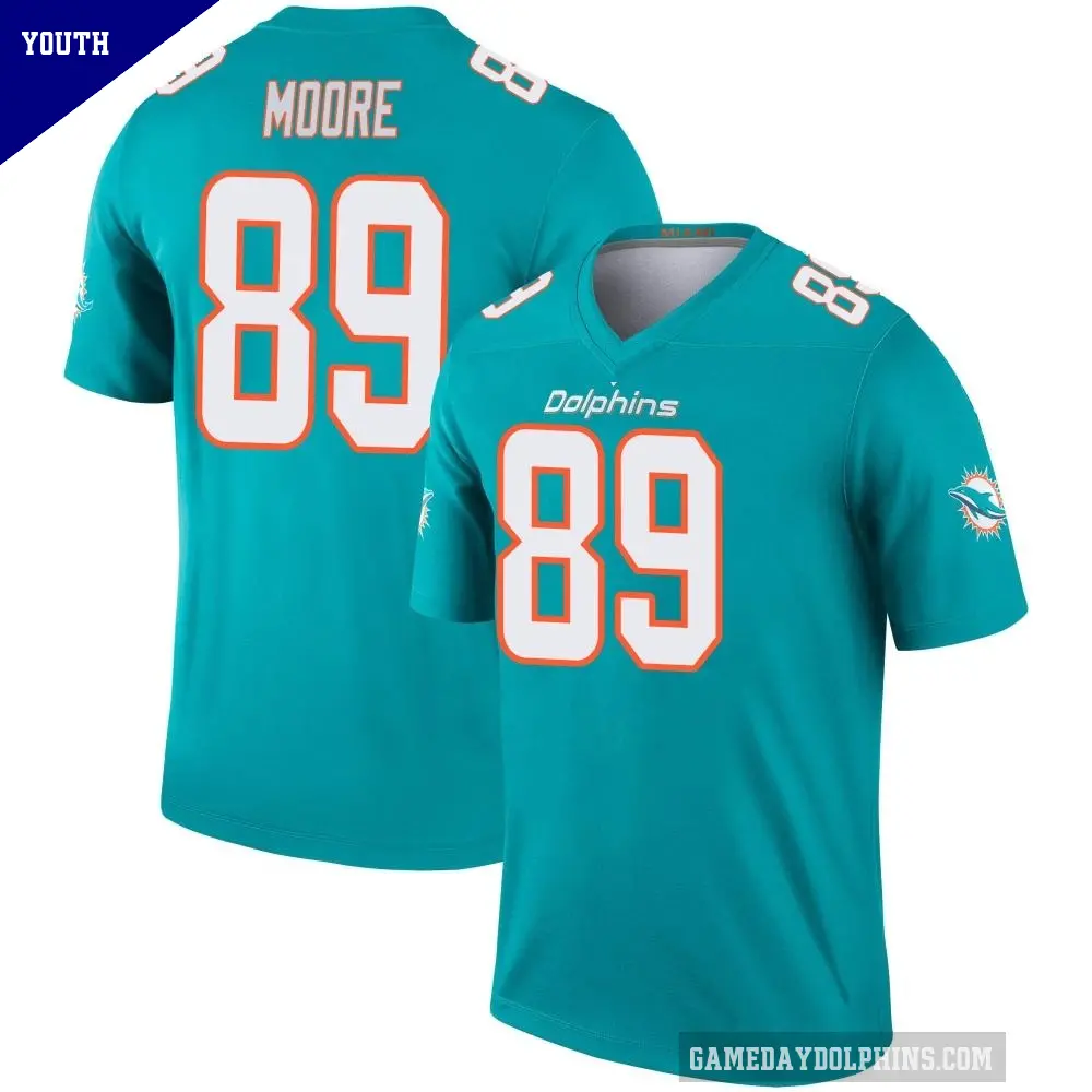 Youth Miami Dolphins ＃89 Nat Moore Aqua Legend Jersey